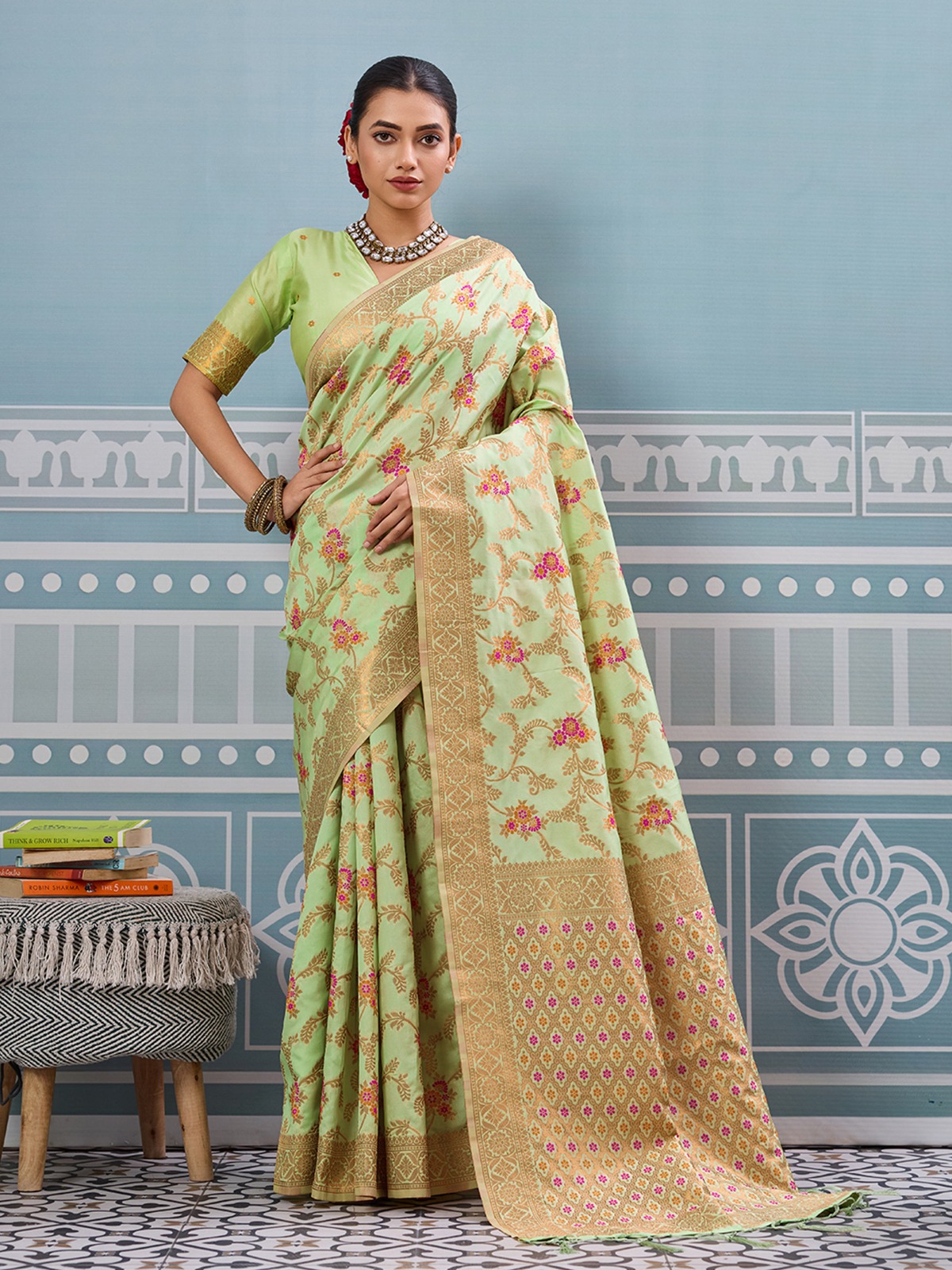 SOFT SILK FABRIC PRINTED WORK SAREE