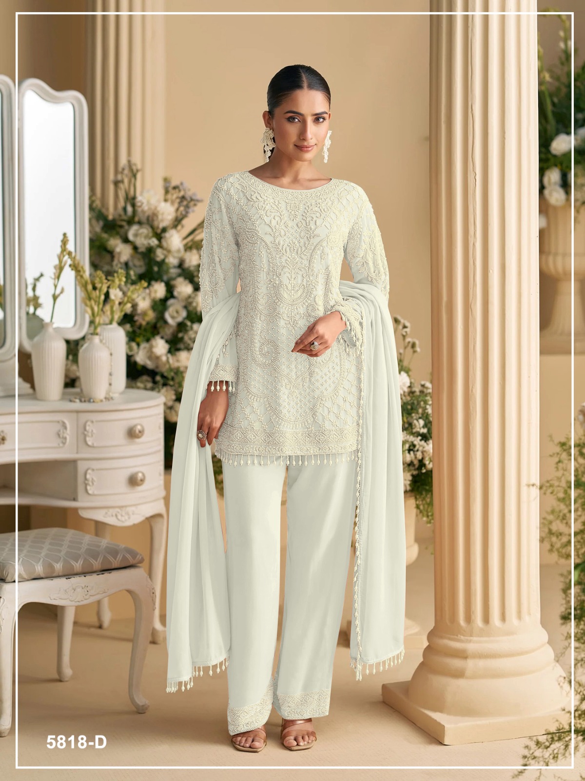 Fox Georgette with Heavy Embroidered Beads Sequence Work Suit