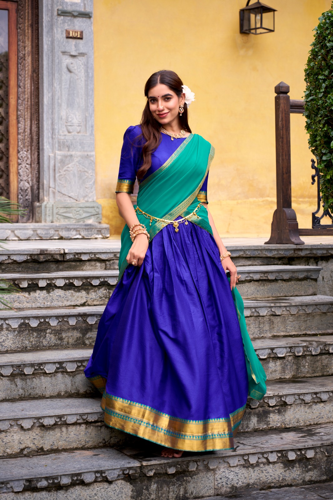 Poly Cotton Zari Weaving Work Lehenga Choli