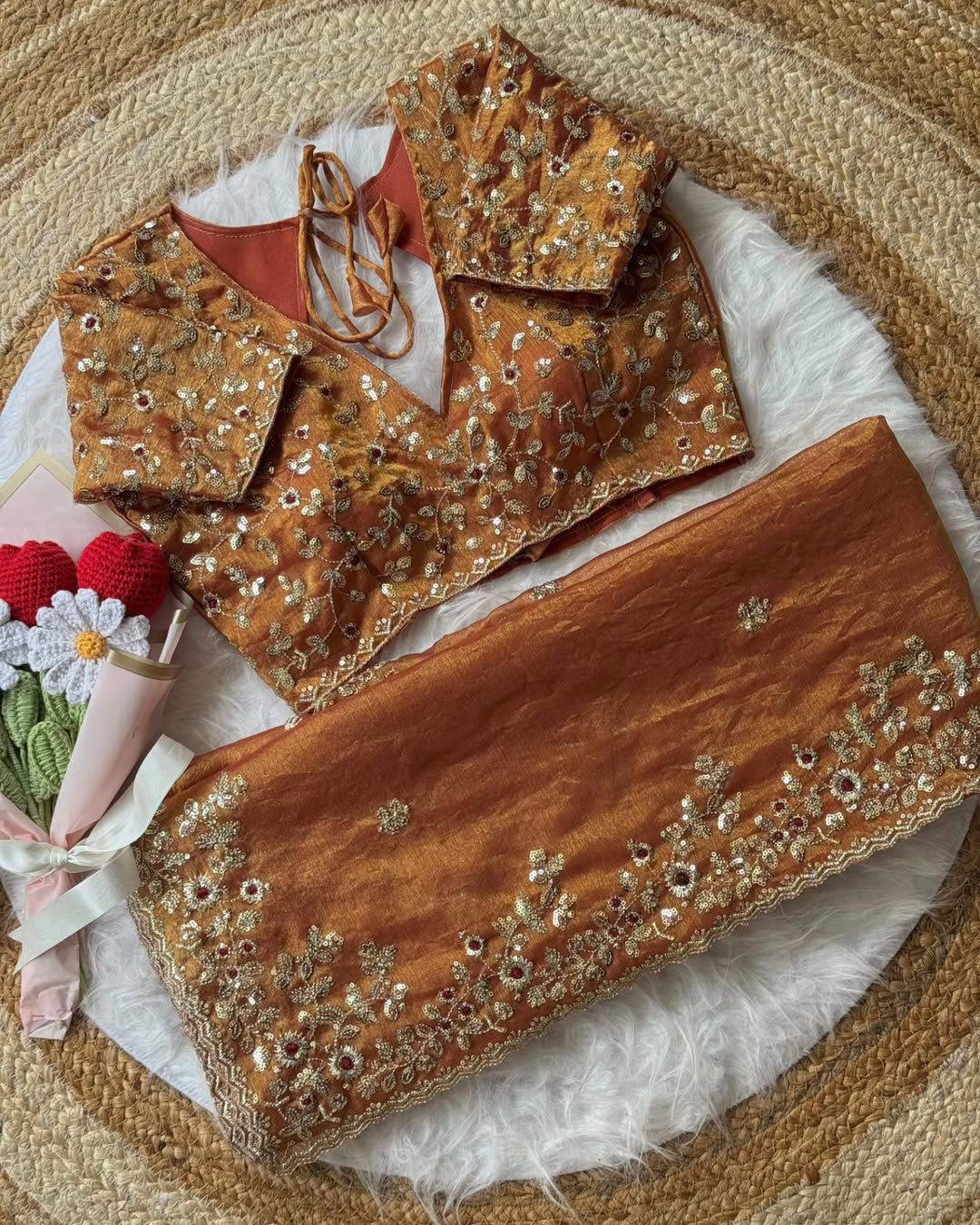 Heavy soft fandy chiffon silk fabric with c- pallu Saree