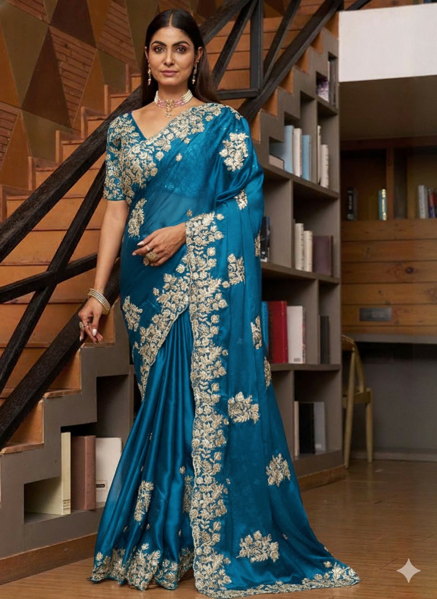 Pure Rangoli silk with coding c pallu Embroidered work Saree