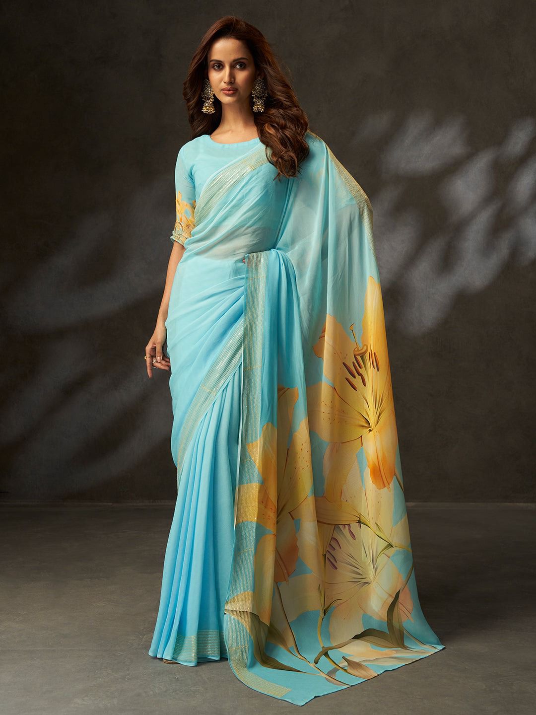 DIGITAL PRINTED SAREE WITH CROSET WORK 
