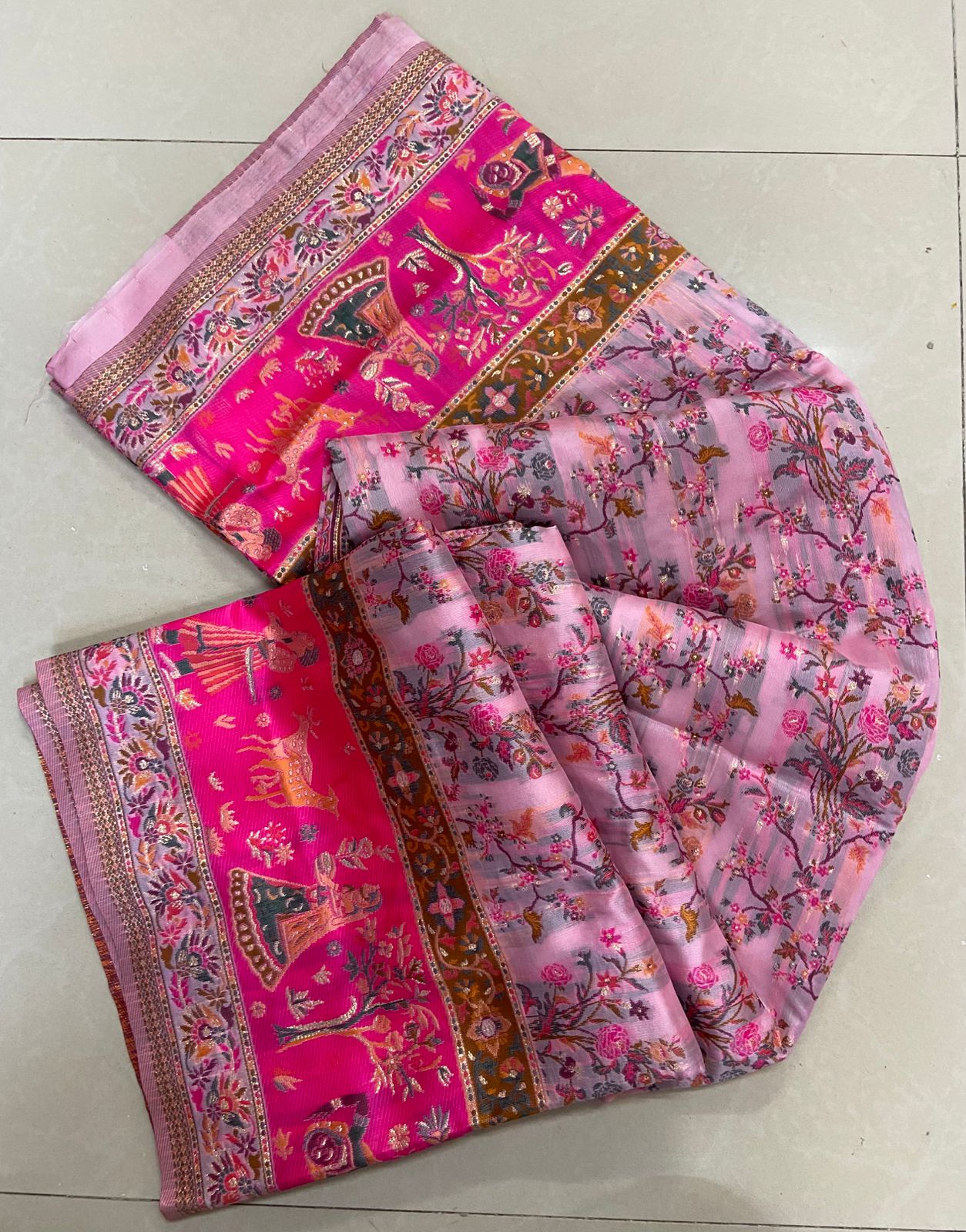 Lilan cotton with heavy weaving work with multiple colour Saree