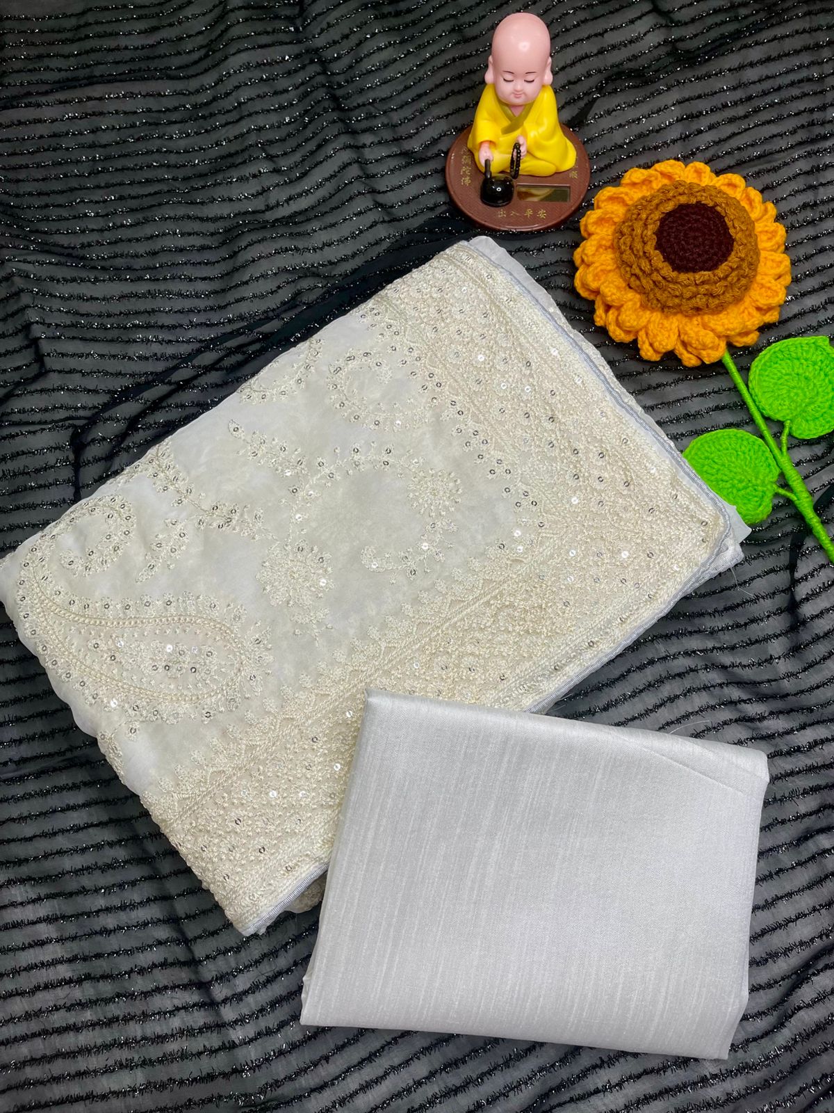  Tabby orgenza silk fabric with sequence multi embroidery work Saree