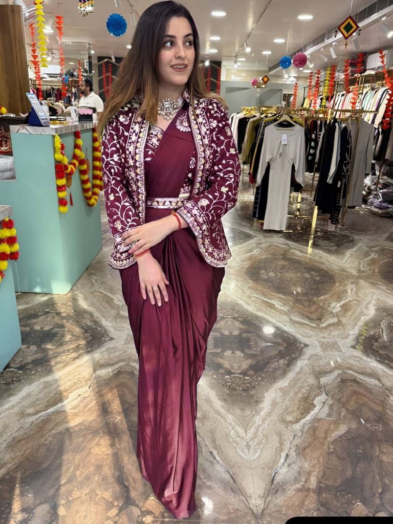 New Super Trending Embroidery Sequence work ready to wear saree