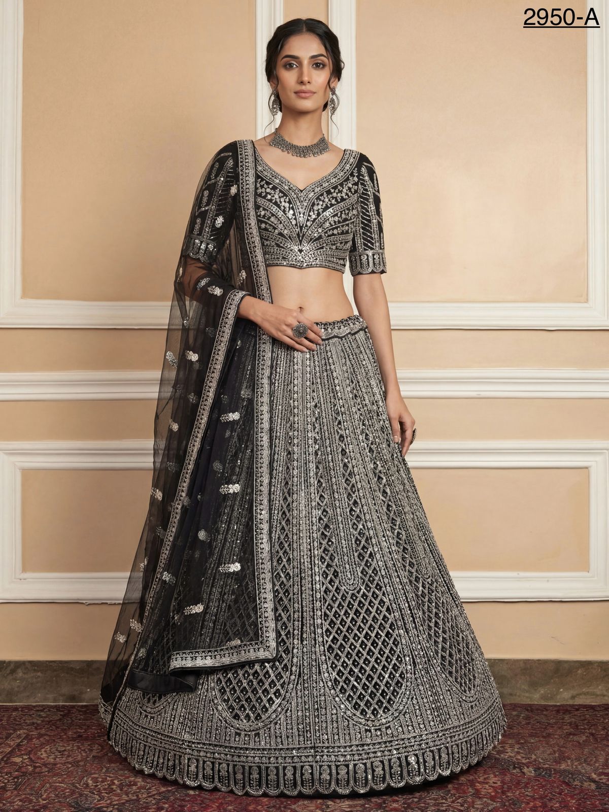 Butterfly Sequince and Motif style Zircon Studded Designer Reception wear Lehenga Choli