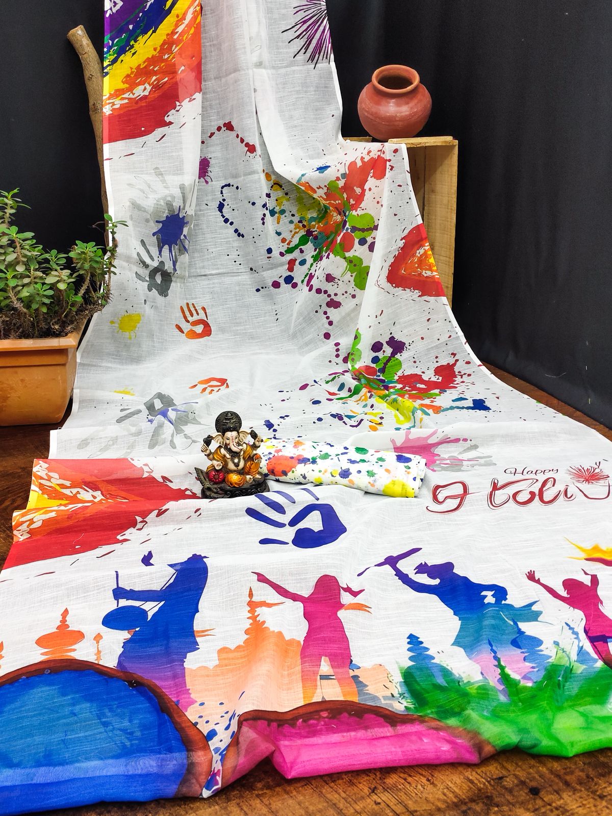A Special Holi Collection Of Soft Cotton Linen Digital Printed Sarees