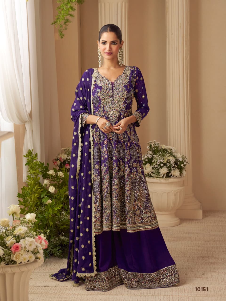 PREMIUM REAL GEROGETTE EMBROIDERY WORK SUIT