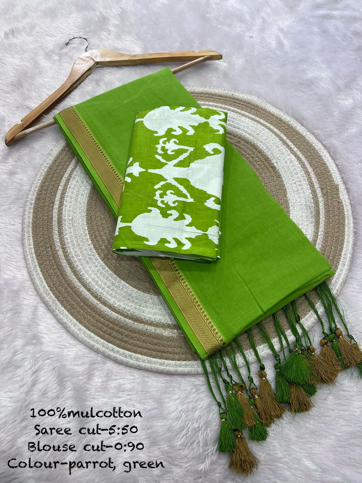 Mul cotton  Resham weaving border SUPER COLOUR Saree