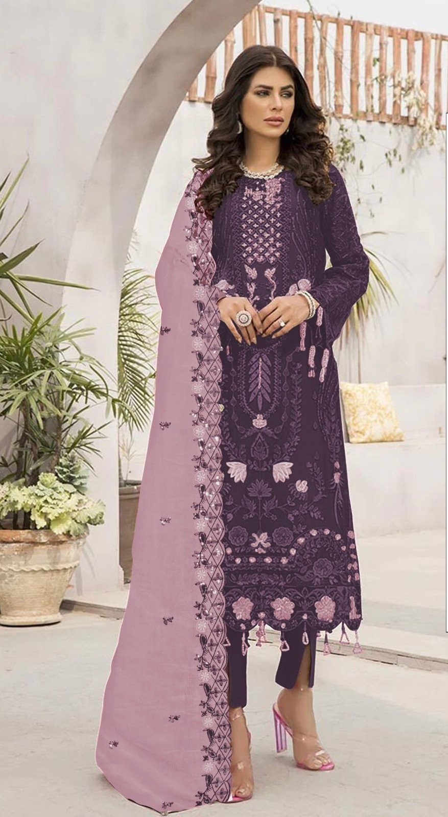 Fox Georgette with Heavy Embroidery Sequence work suit