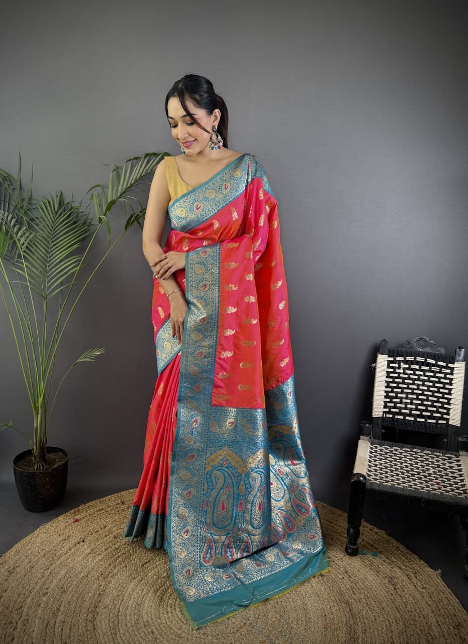 Pure Soft Banarasi Silk Saree With Beautiful Colours