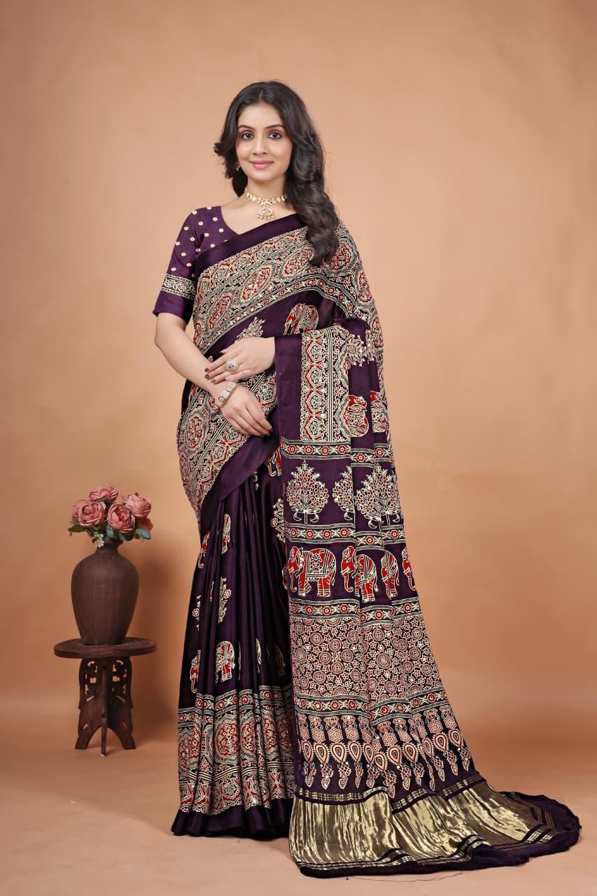 Gaji Silk Original Bandhani With Gota Pati Hand Work Saree