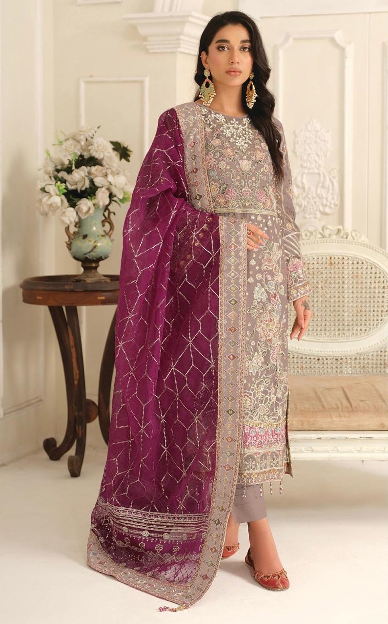 Heavy Chiffon with Heavy Embroidered Sequence work Suit