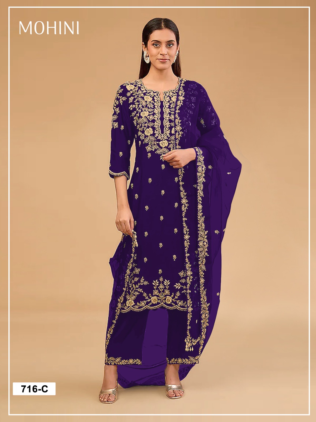 Vichitra Blooming with Heavy Embroidered VISCOSE Multi Thread Suit