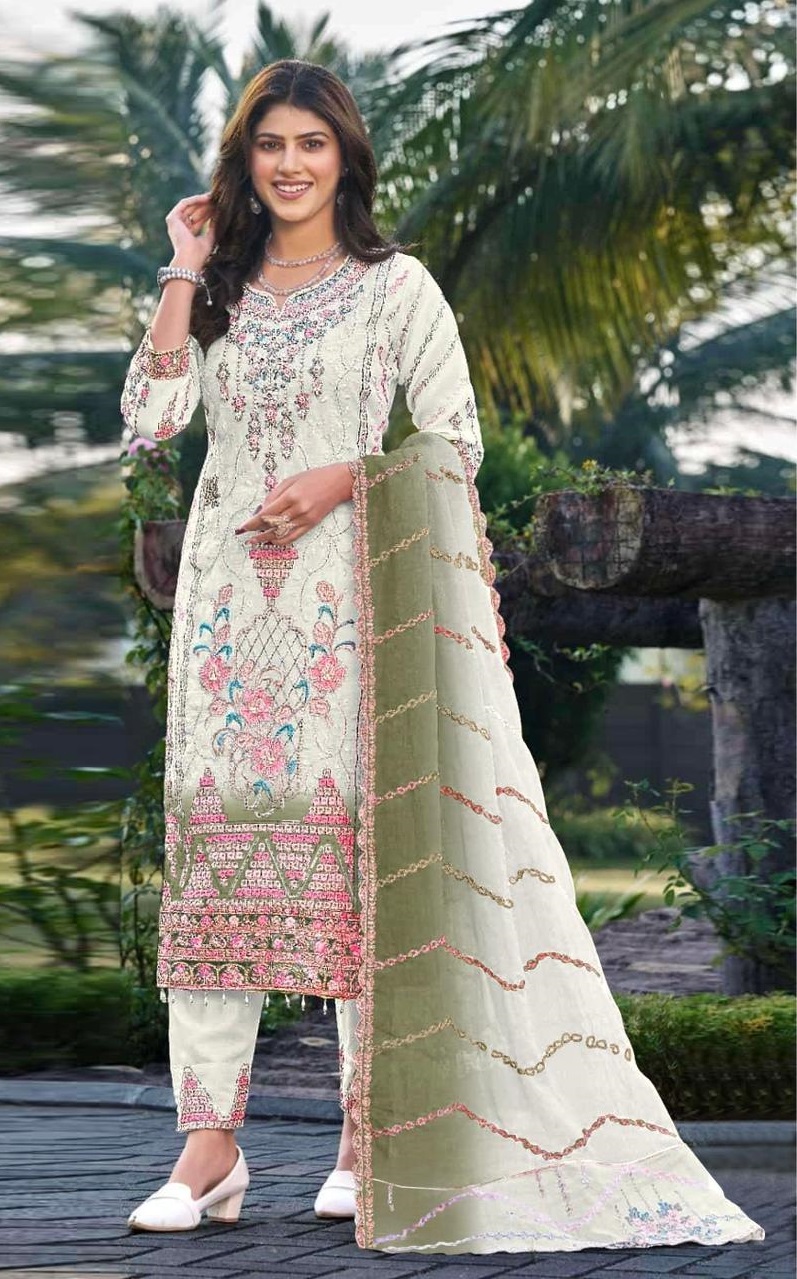 Crunchy Shaded with Embroidered Sequence work Suit