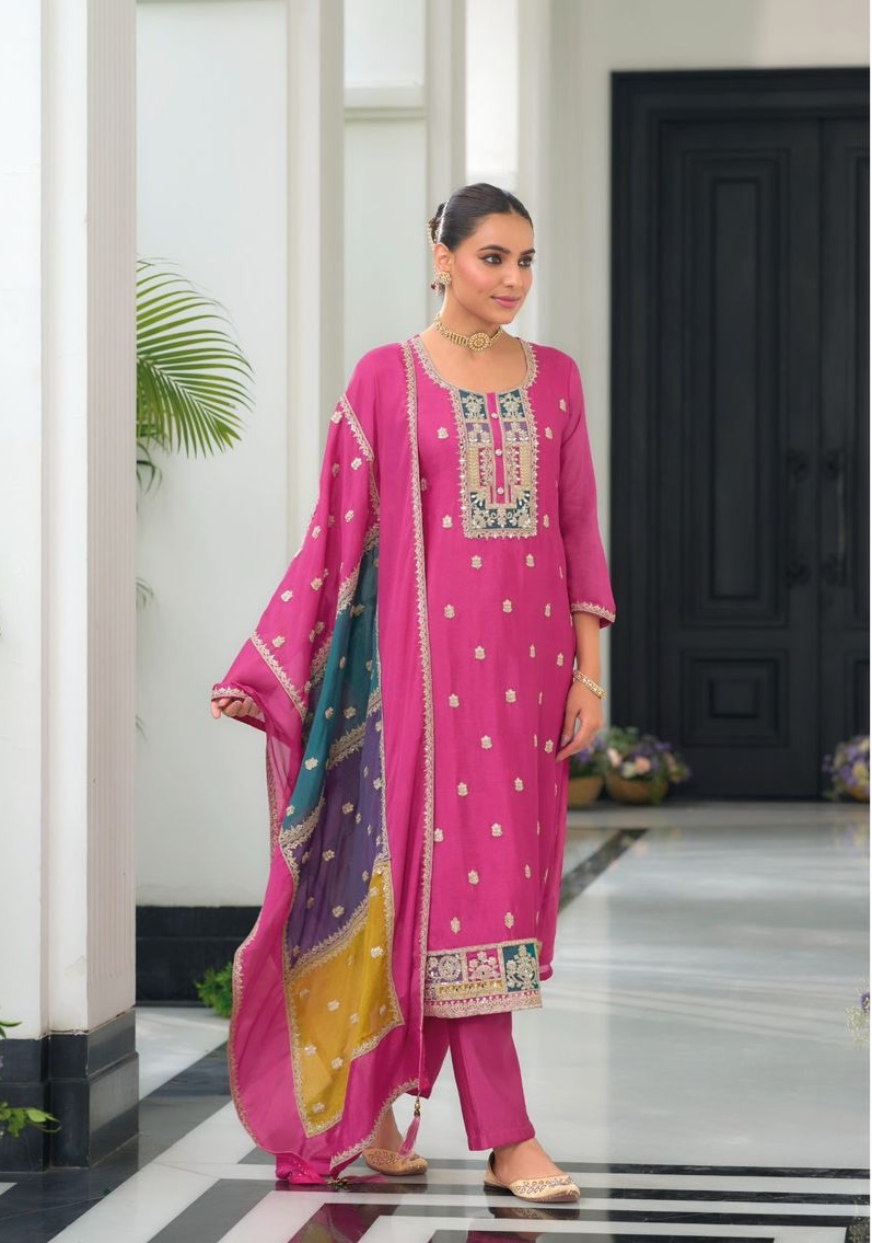 Heavy Chinon with Embroidered 3mm Sequence & Coding Work Suit