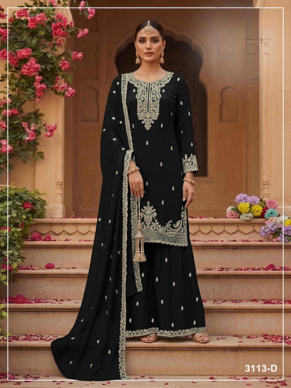  Blooming Fox Georgette with Heavy Embroidery Work Suit