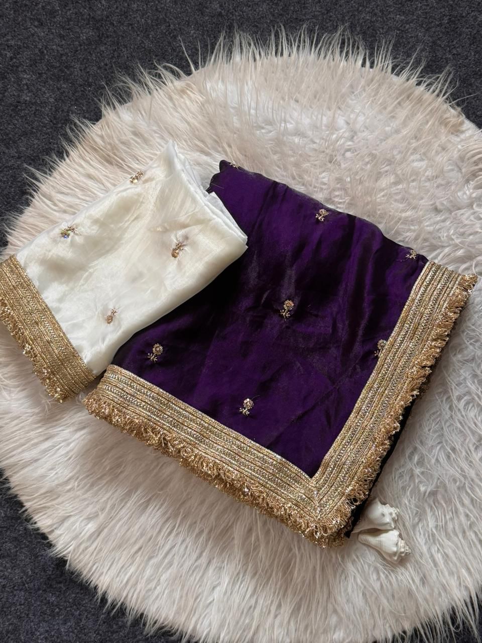 Soft Space Sartin Saree With Sequence Full Embroidery work