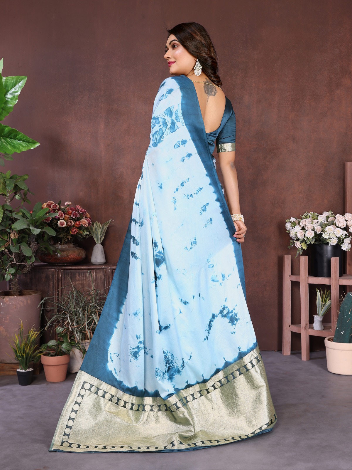 Beautiful Original Hand Made Sibory Soft Satin Silk Saree