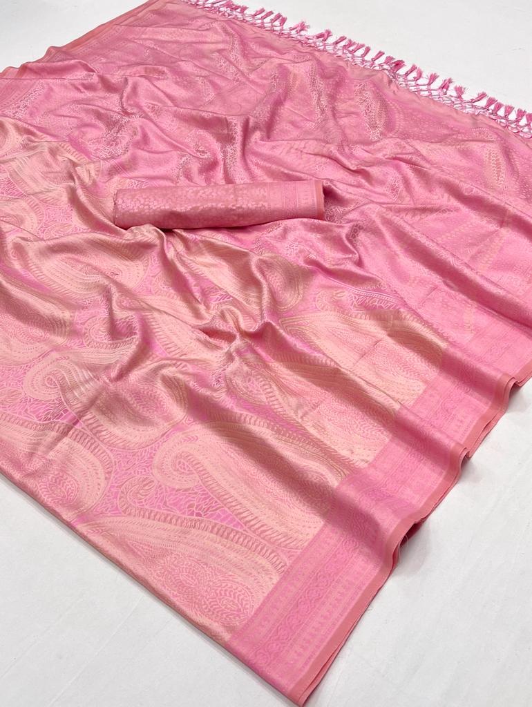 Satin Silk With Self Handloom Weaving Saree