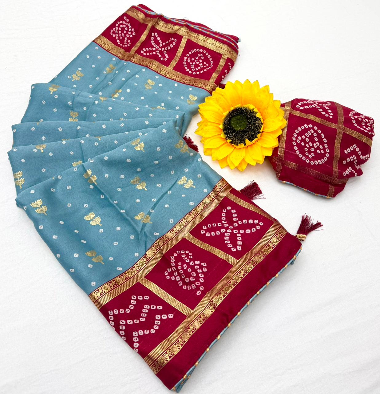 Heavy marshmellow  blooming COLOR   end foil dijhayne saree 