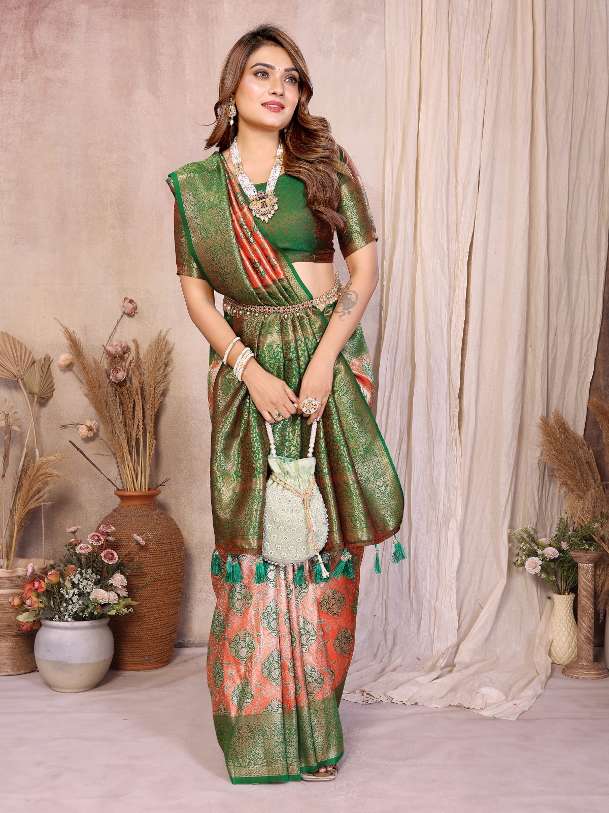 Superior and premium pure banarasi tissue silk  sarees with all over weaving butties