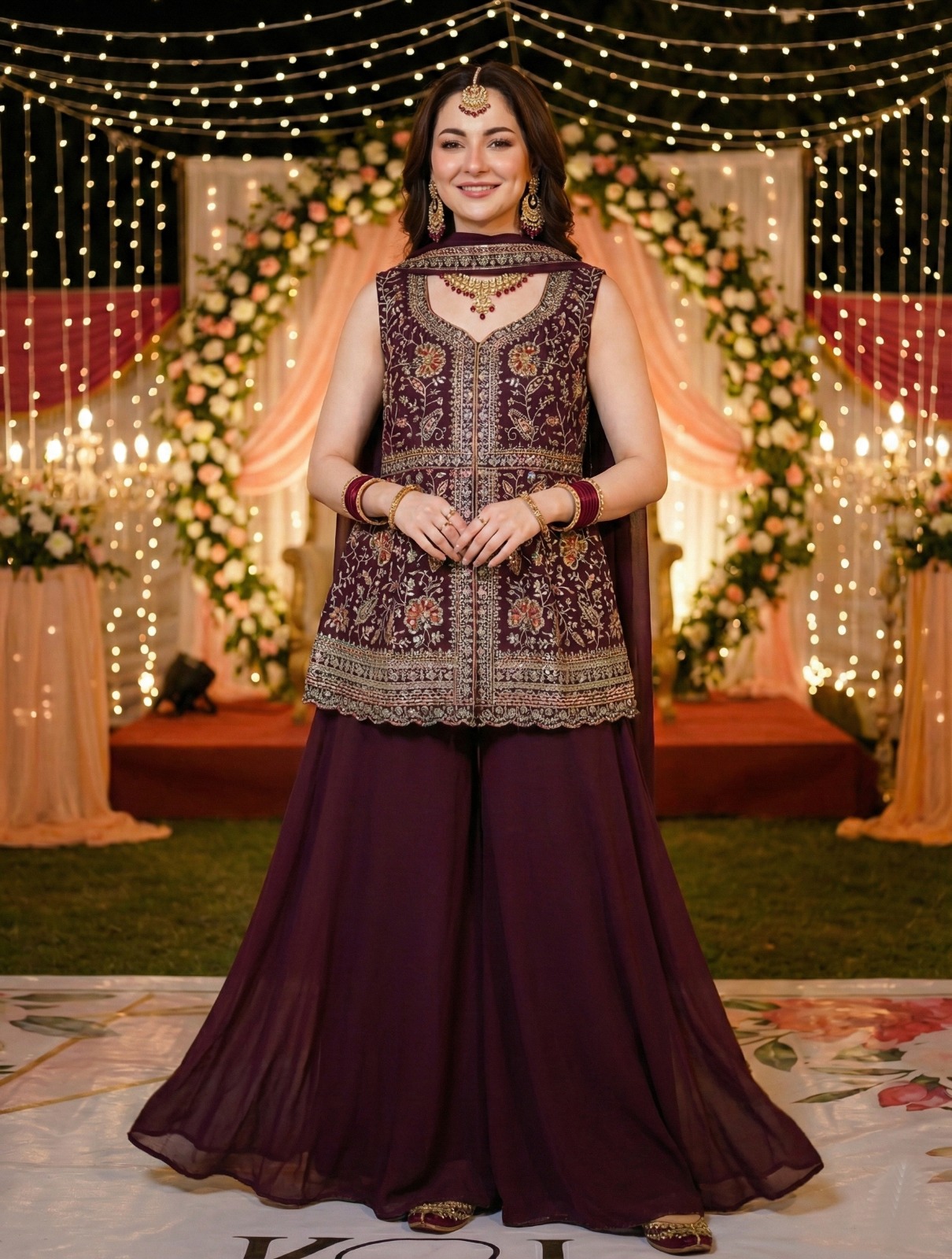 Heavy star GEORGETTE + front and back both side Beautiful all over sequence multi color Suit