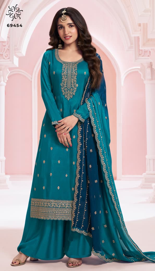 Heavy Vichitra With Sequence Embroidery Stich Work Suit
