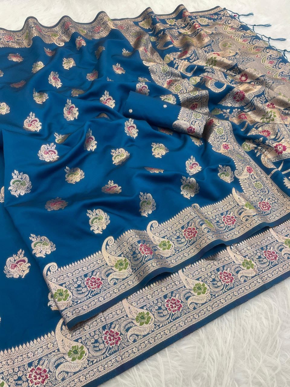 Kanjivaram silk  Banarasi silk Soft silk saree All over Meena work 