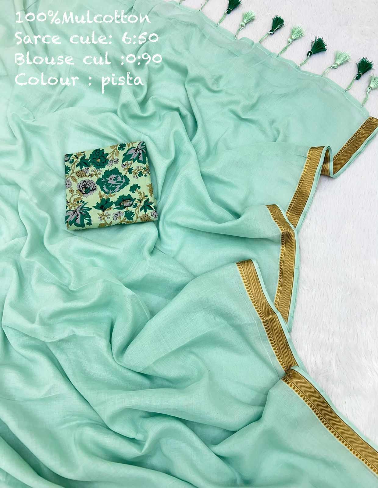  Mul cotton  Resham weaving border Saree