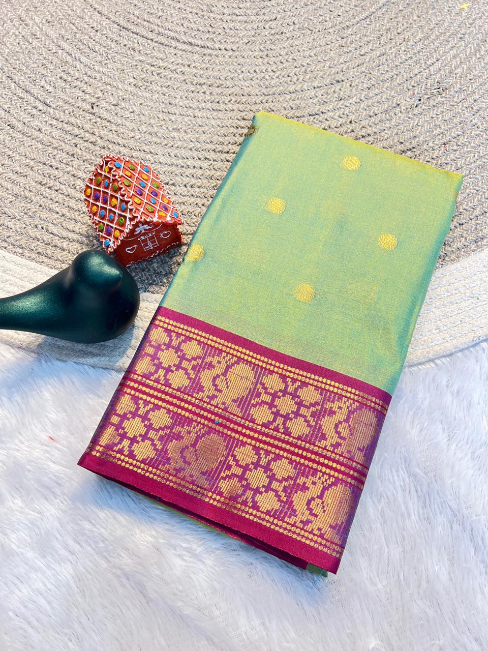 Aura Silk With cotton silk Zari Weaving Work Saree