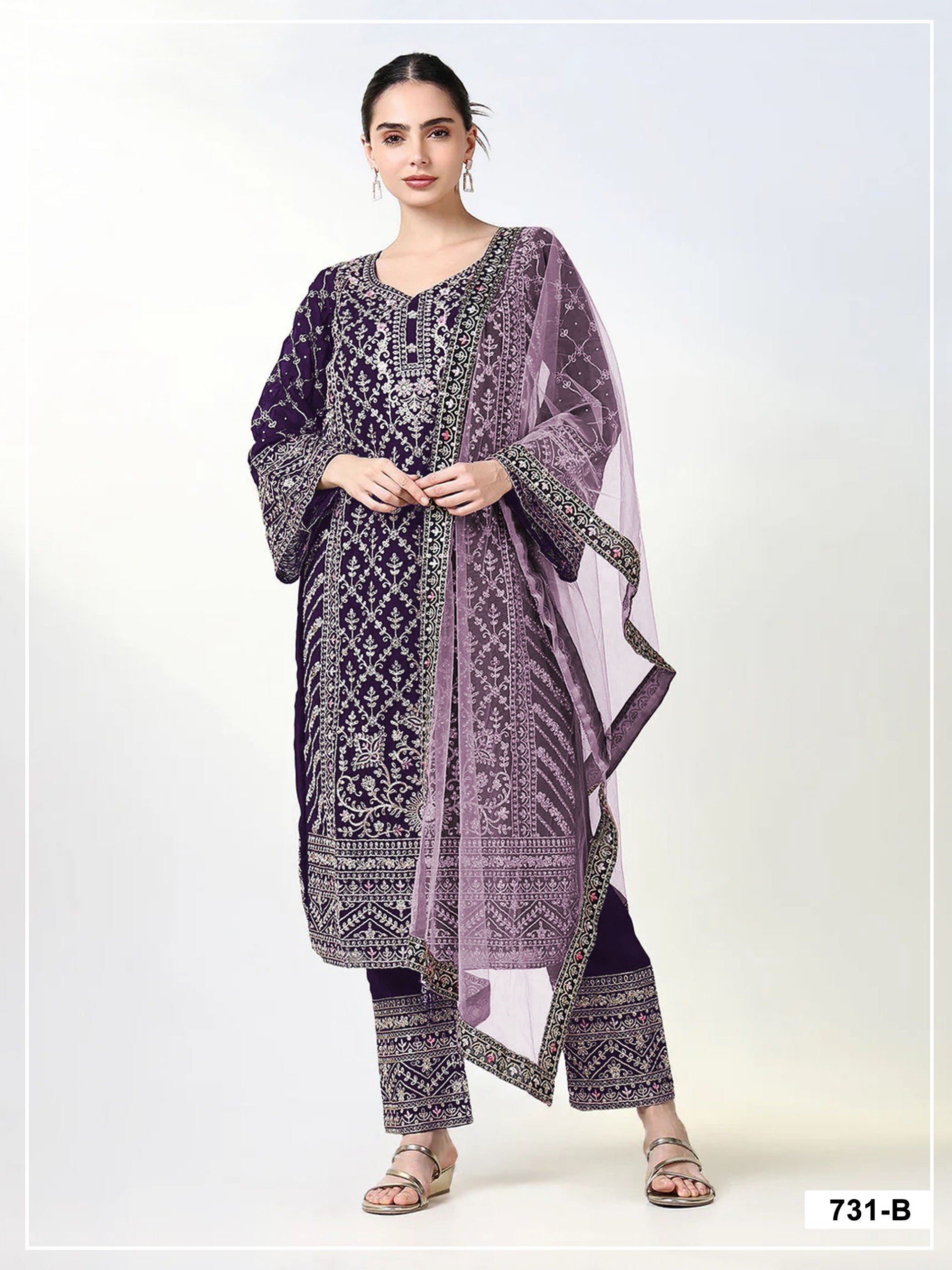  Blooming Georgette with Heavy Embroidered Cording Zari & Sequence work