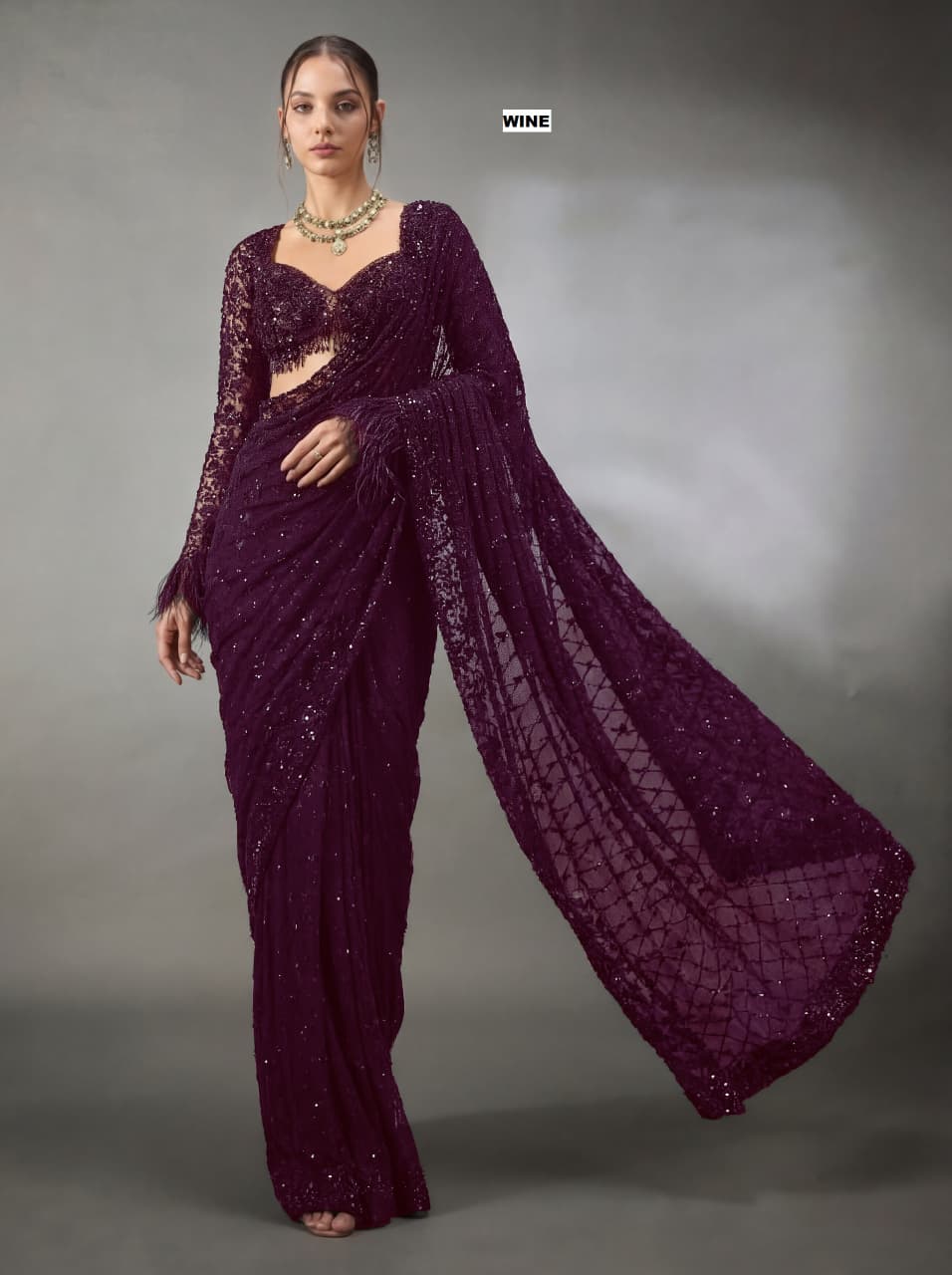 Heavy Cpallu embroidery work with 5mm Sequins & Multy Embroidery work done in Saree