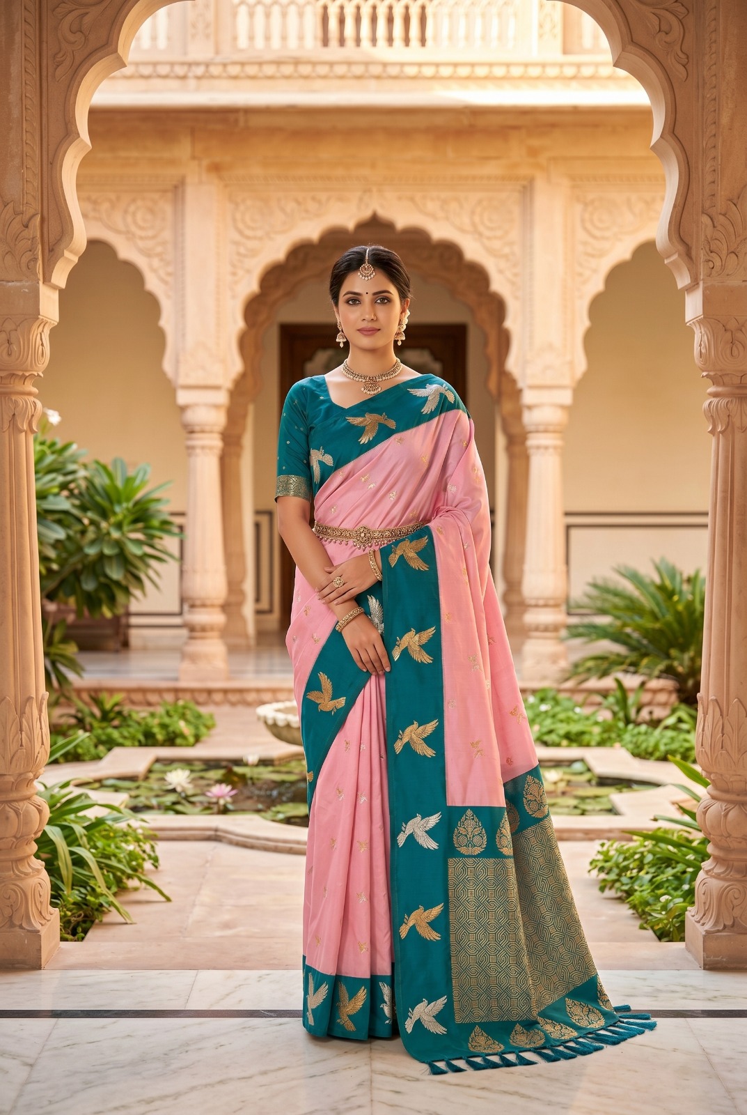 Soft Premium  silk fabric saree with zari weaving zari weawing small motifs design
