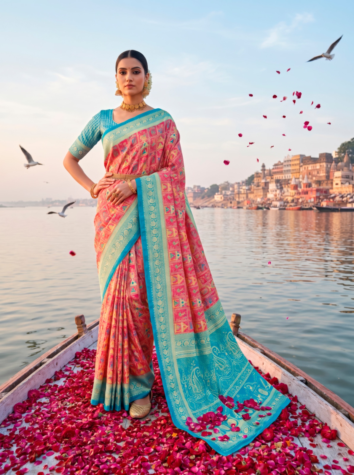 Pure Jari Fully Weaving Softy Silk Jaqurad Weaving All Over Saree