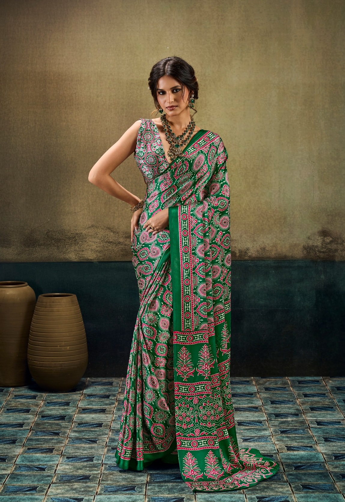 Modal Satin Ajrakh Wonderful Print Saree 