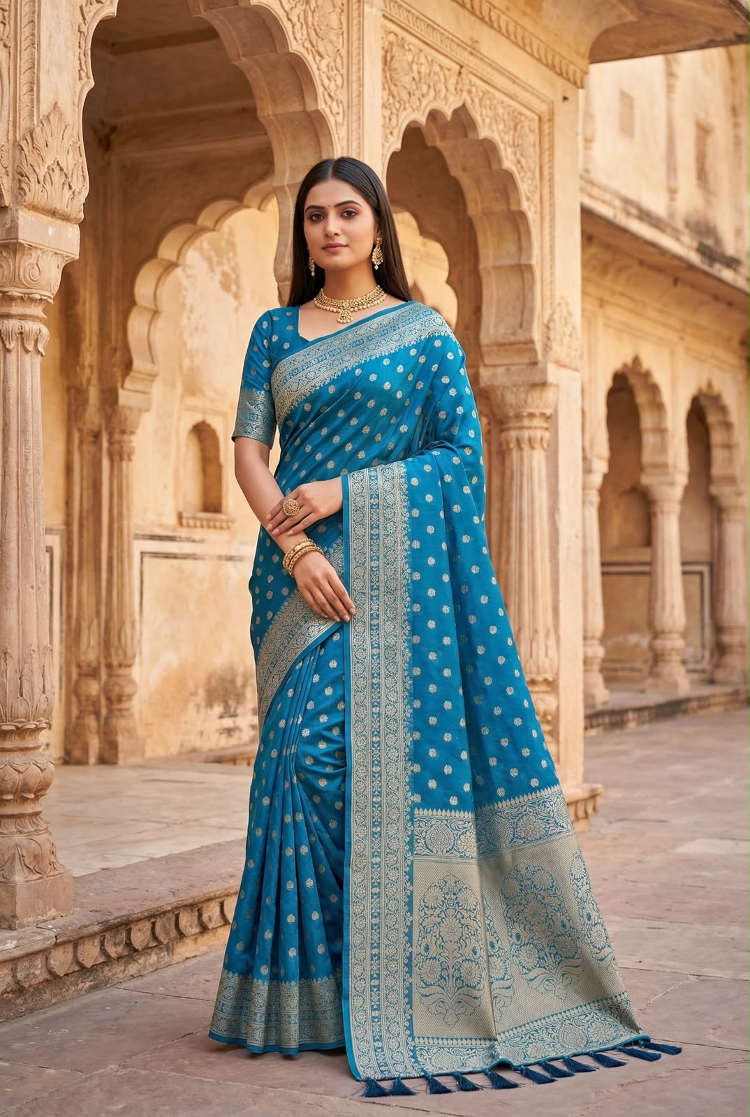 Pure viscose Dyeable Dolla Silk saree that makes u look pretty in this festive season