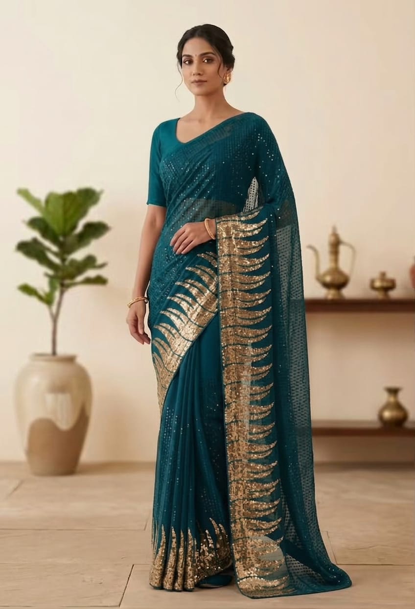 New Bollywood BlockBuster SEQUINS Design Launching New Saree