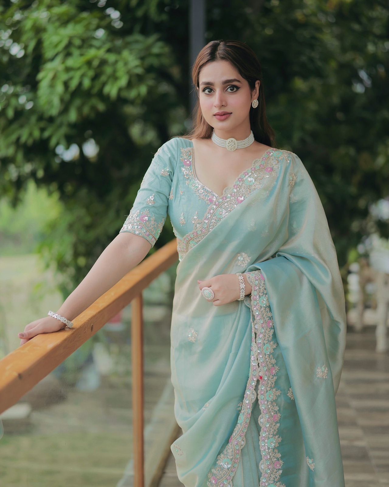 Pure Fandy Sattin Silk Saree With Beautiful Multicolour Sequence and cording embroidery work