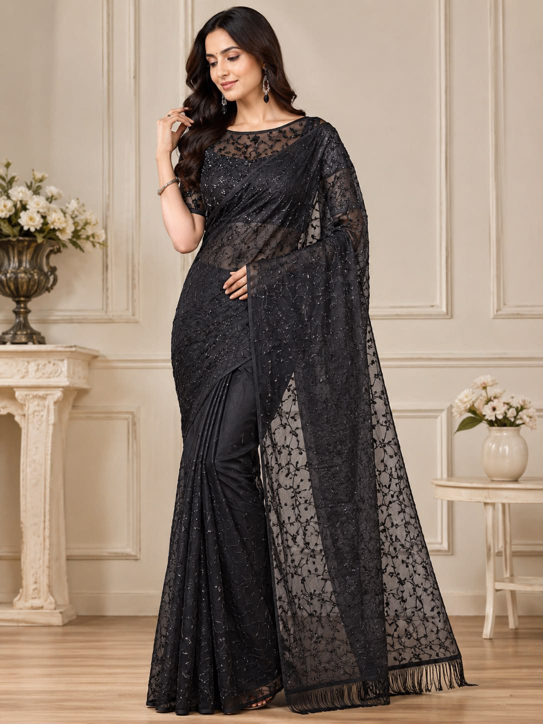New Trending Bollywood BlockBuster Sequins Design Launching Saree