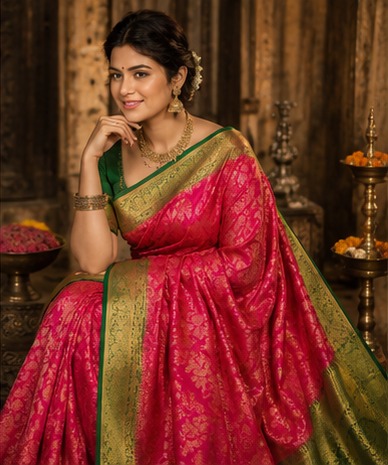 BEAUTIFUL RICH PALLU & JACQUARD WORK ON ALL OVER THE SAREE.