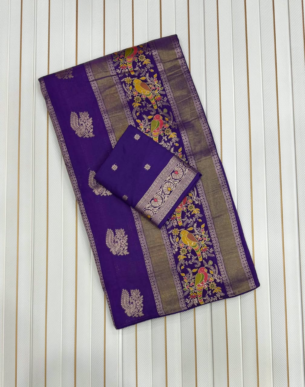 Pure Chinya Tisu Simer Crepe Georgette Jaqurad Weaving Meenakari Saree