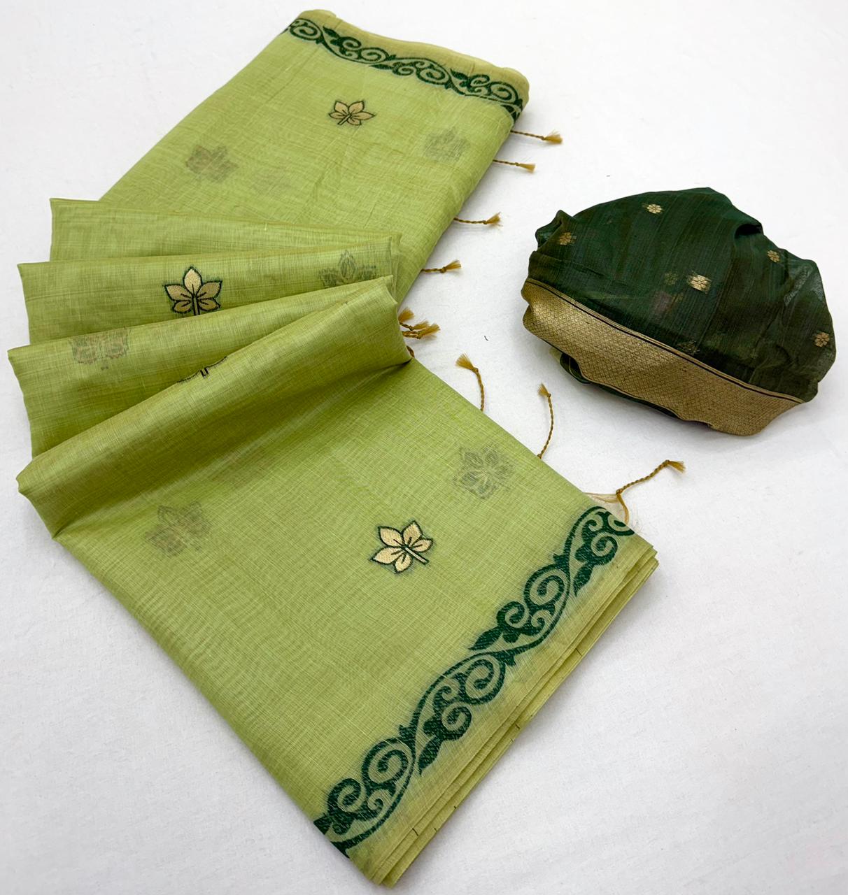 Soft Chanderi Silk with beautiful Pallu Weaving Saree