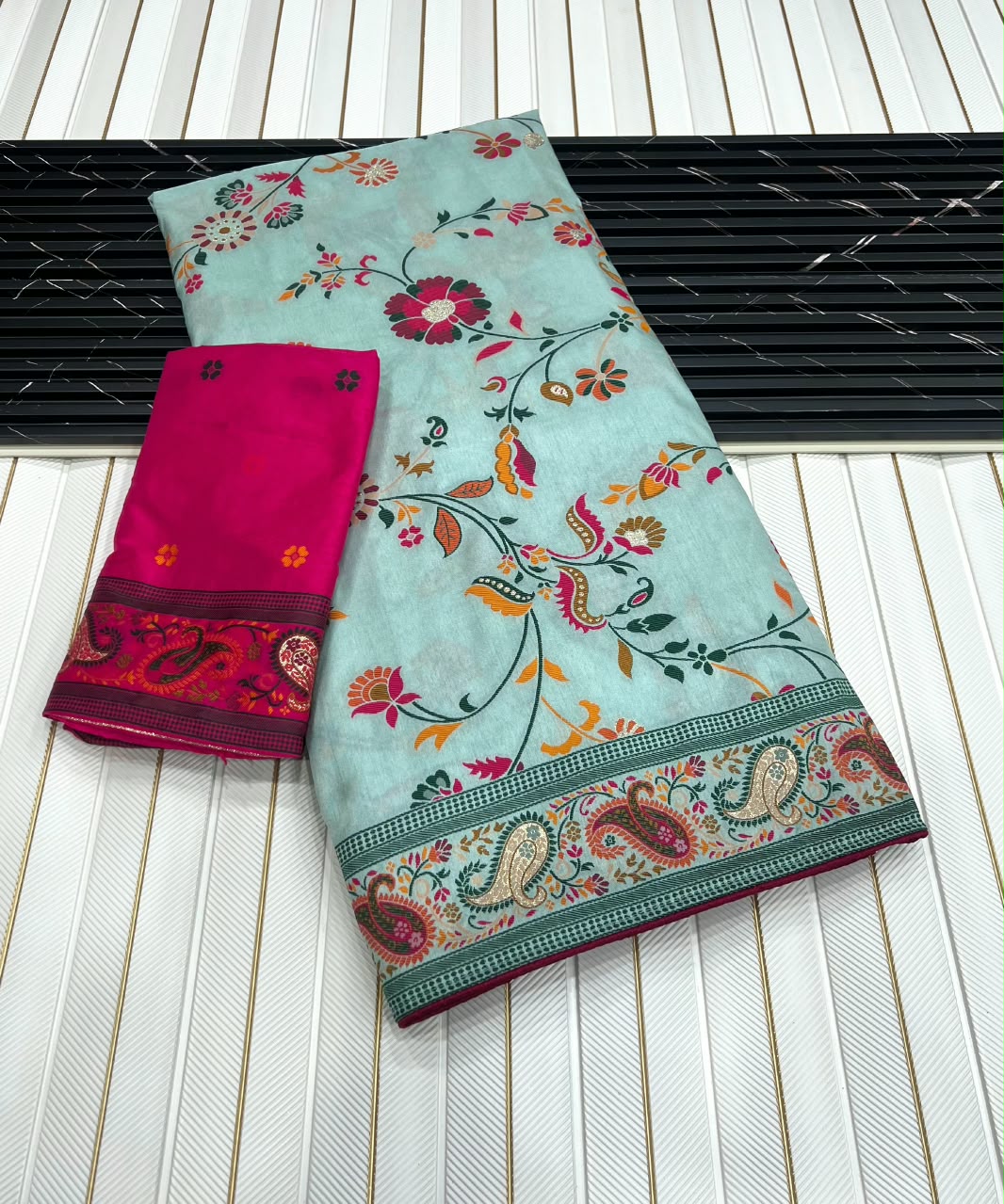 Premium Pure & Soft Rajwadi Pashmina Silk Weaving Saree
